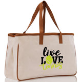 Live Love Tennis Cotton Canvas Tote Bag Gift for Tennis Lover Bag Tennis Coach Gift Bag - Aaria Tees Aaria Tees