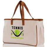 Tennis It's In My DNA Cotton Canvas Tote Bag Gift for Tennis Lover Bag Tennis Coach Gift Bag - Aaria Tees Aaria Tees