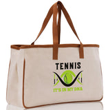 Tennis It's In My DNA Cotton Canvas Tote Bag Gift for Tennis Lover Bag Tennis Coach Gift Bag - Aaria Tees Aaria Tees