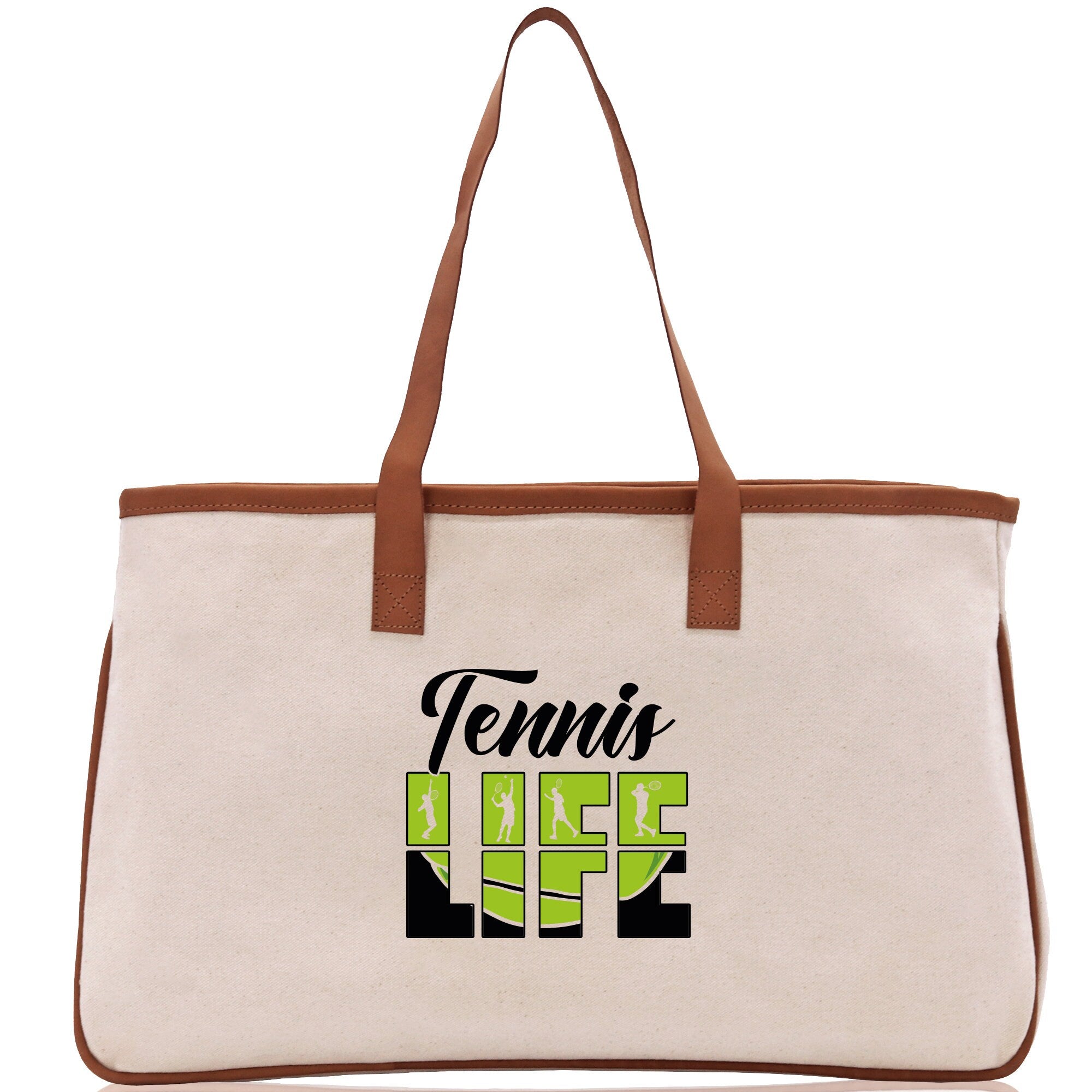 Tennis Life Cotton Canvas Tote Bag Gift for Tennis Lover Bag Tennis Coach Gift Bag - Aaria Tees Aaria Tees