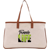 Tennis Life Cotton Canvas Tote Bag Gift for Tennis Lover Bag Tennis Coach Gift Bag - Aaria Tees Aaria Tees