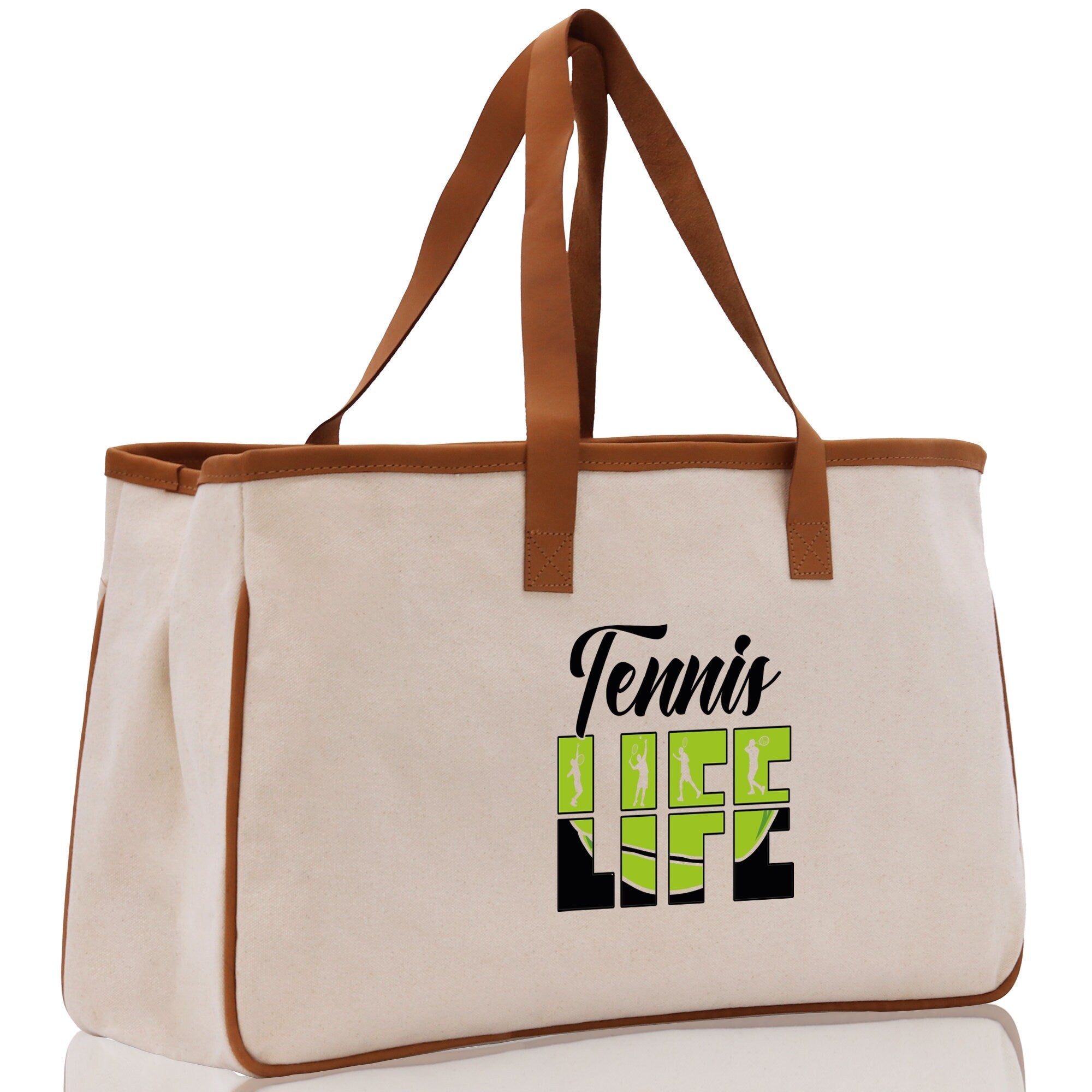 Tennis Life Cotton Canvas Tote Bag Gift for Tennis Lover Bag Tennis Coach Gift Bag - Aaria Tees Aaria Tees
