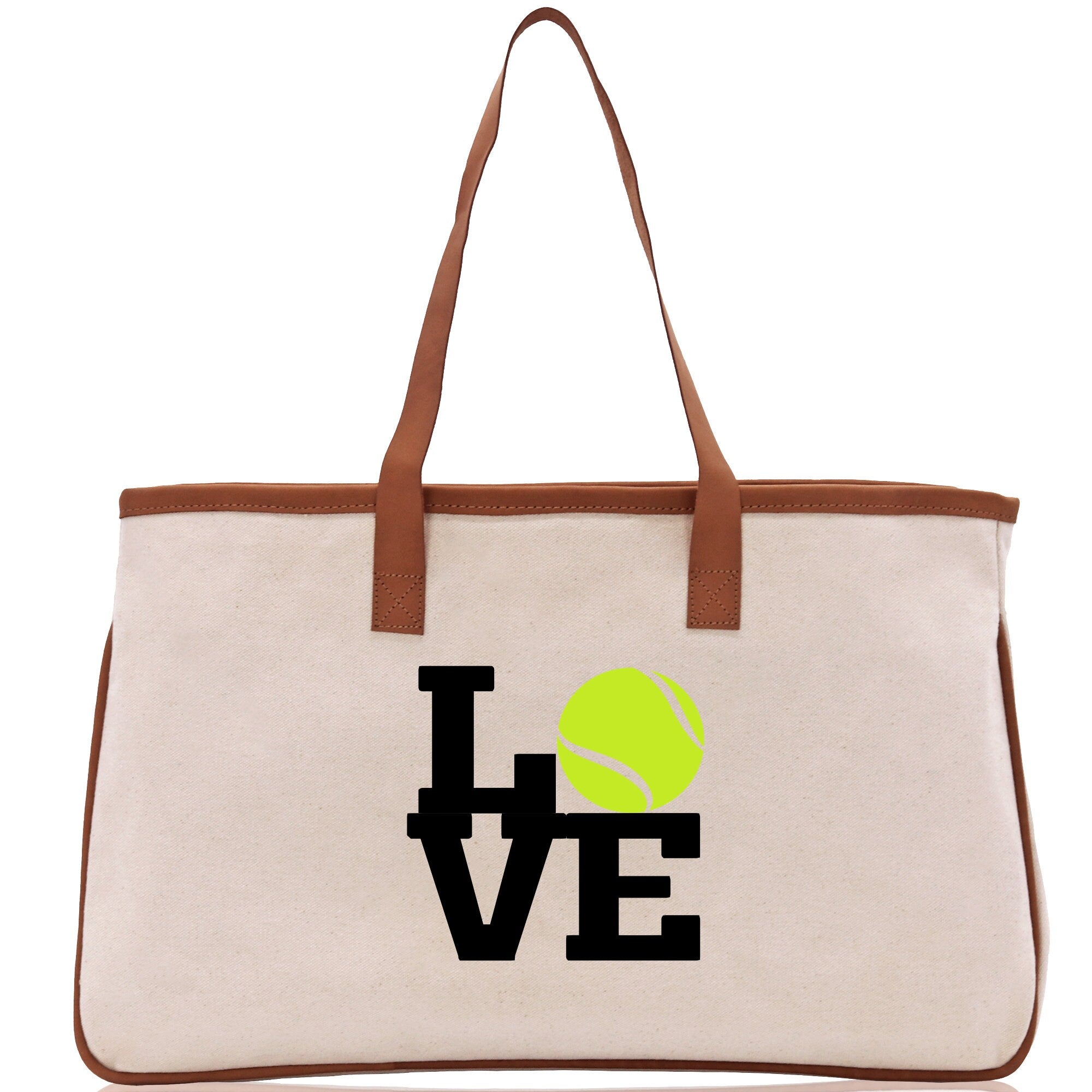 Tennis Love Cotton Canvas Tote Bag Gift for Tennis Lover Bag Tennis Coach Gift Bag - Aaria Tees Aaria Tees
