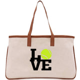 Tennis Love Cotton Canvas Tote Bag Gift for Tennis Lover Bag Tennis Coach Gift Bag - Aaria Tees Aaria Tees