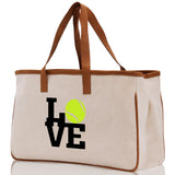 Tennis Love Cotton Canvas Tote Bag Gift for Tennis Lover Bag Tennis Coach Gift Bag - Aaria Tees Aaria Tees