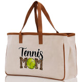Tennis Mom Cotton Canvas Tote Bag Gift for Tennis Lover Bag Tennis Coach Gift Bag - Aaria Tees Aaria Tees
