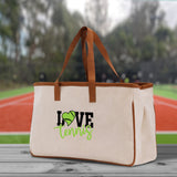 Love Tennis Cotton Canvas Tote Bag Gift for Tennis Lover Bag Tennis Coach Gift Bag - Aaria Tees Aaria Tees
