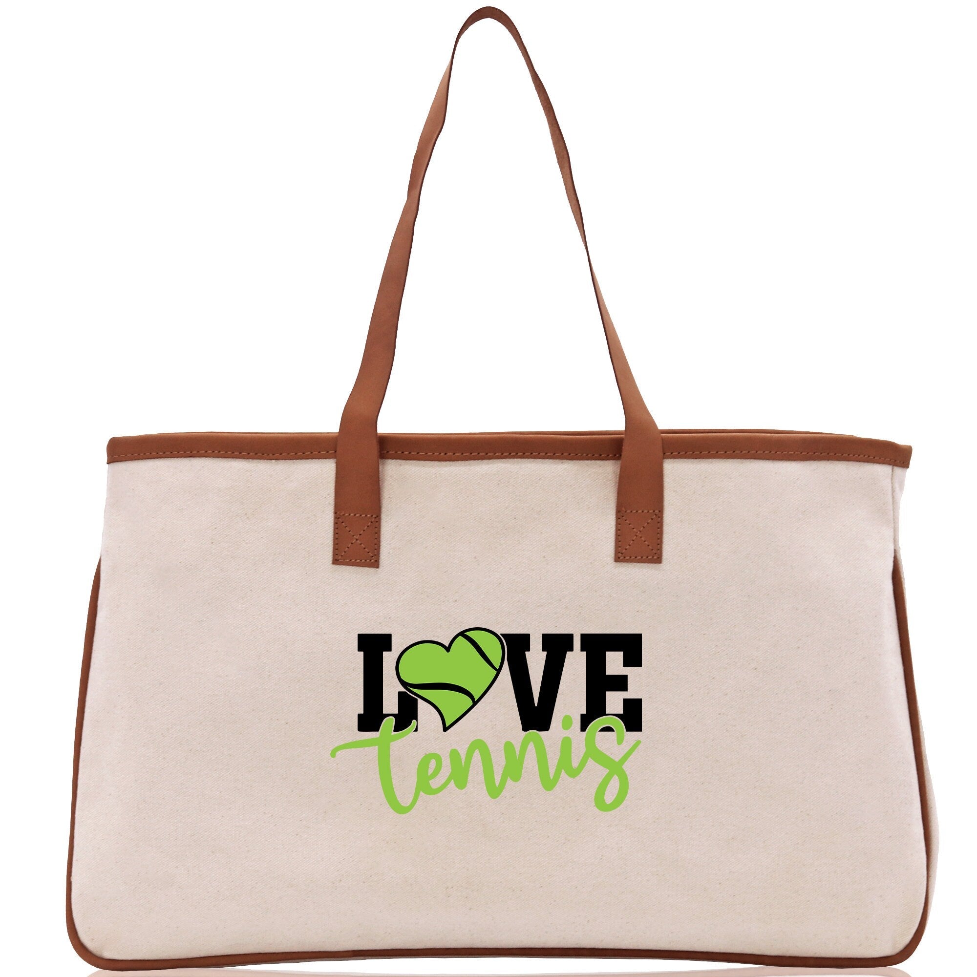 Love Tennis Cotton Canvas Tote Bag Gift for Tennis Lover Bag Tennis Coach Gift Bag - Aaria Tees Aaria Tees