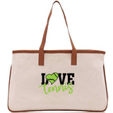 Love Tennis Cotton Canvas Tote Bag Gift for Tennis Lover Bag Tennis Coach Gift Bag - Aaria Tees Aaria Tees