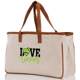 Love Tennis Cotton Canvas Tote Bag Gift for Tennis Lover Bag Tennis Coach Gift Bag - Aaria Tees Aaria Tees