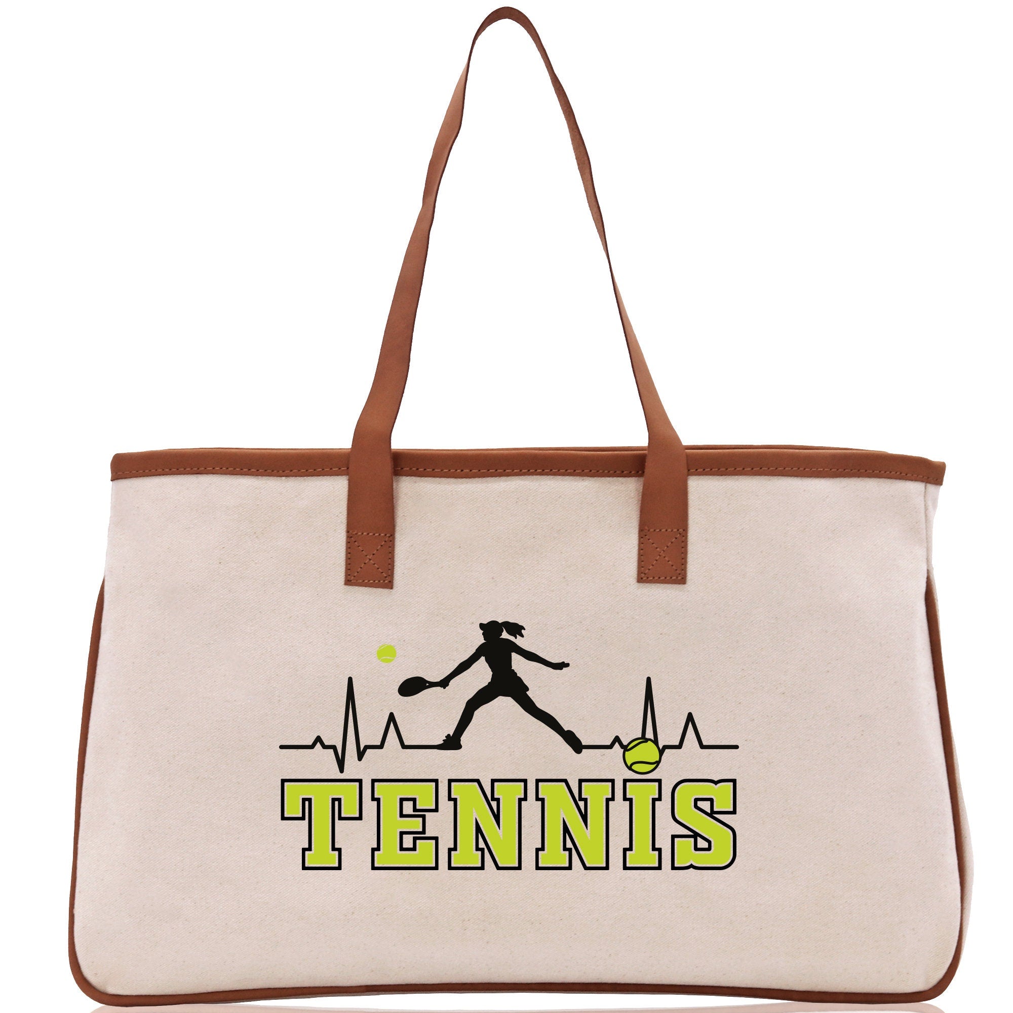 Tennis Silhouette Pulse Cotton Canvas Tote Bag Gift for Tennis Lover Bag Tennis Coach Gift Bag - Aaria Tees Aaria Tees