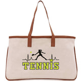 Tennis Silhouette Pulse Cotton Canvas Tote Bag Gift for Tennis Lover Bag Tennis Coach Gift Bag - Aaria Tees Aaria Tees