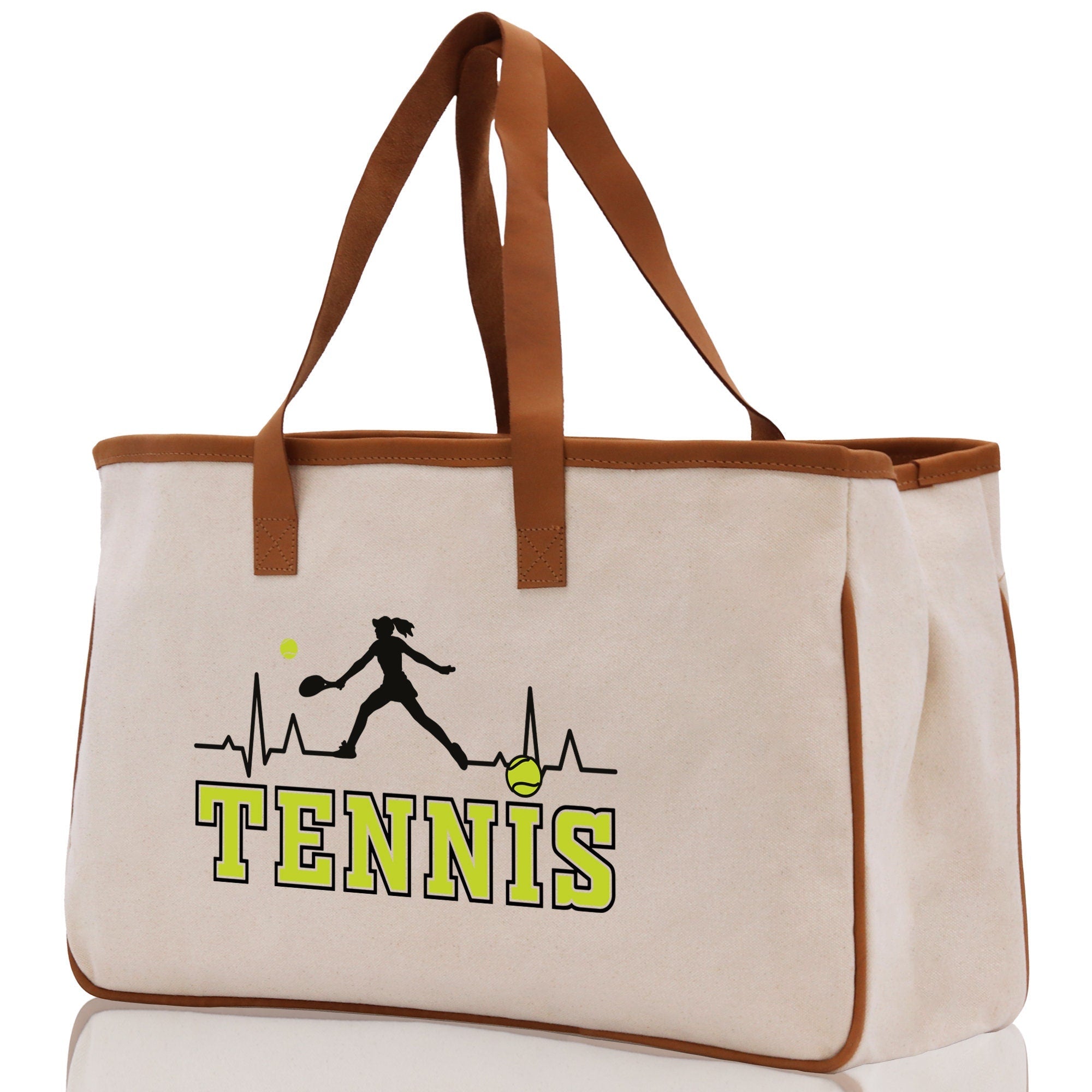 Tennis Silhouette Pulse Cotton Canvas Tote Bag Gift for Tennis Lover Bag Tennis Coach Gift Bag - Aaria Tees Aaria Tees