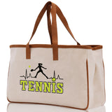 Tennis Silhouette Pulse Cotton Canvas Tote Bag Gift for Tennis Lover Bag Tennis Coach Gift Bag - Aaria Tees Aaria Tees