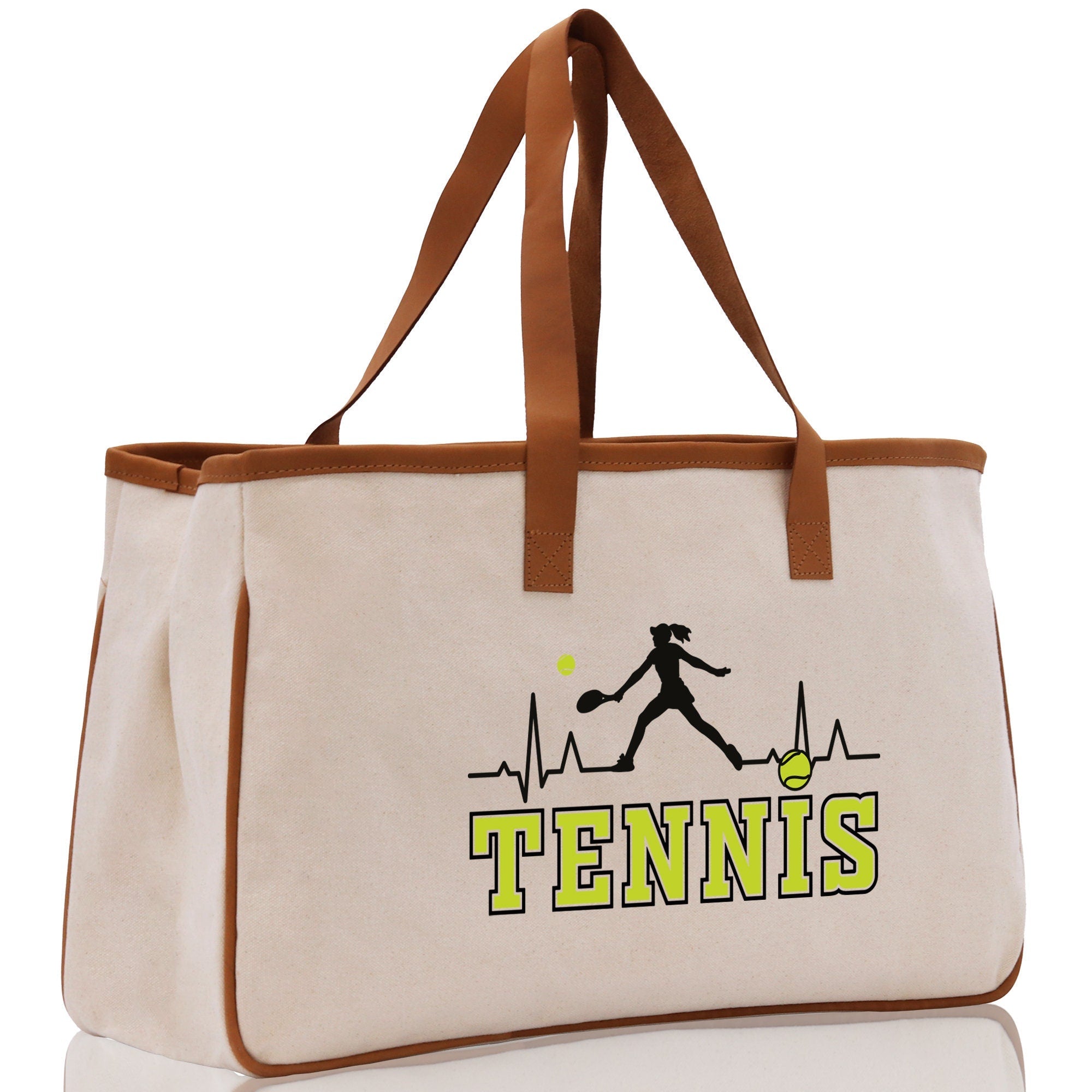 Tennis Silhouette Pulse Cotton Canvas Tote Bag Gift for Tennis Lover Bag Tennis Coach Gift Bag - Aaria Tees Aaria Tees