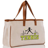 Tennis Silhouette Pulse Cotton Canvas Tote Bag Gift for Tennis Lover Bag Tennis Coach Gift Bag - Aaria Tees Aaria Tees