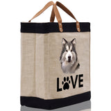 Alaskan Malamute Love Dog Jute Canvas Tote Funny Farmer Market Bag Quote Jute Bag Shopping Bag Burlap Bag Dog Owner Gift - Aaria Tees Aaria Tees