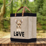 Chihuahua Love Dog Jute Canvas Tote Funny Farmer Market Bag Quote Jute Bag Shopping Bag Burlap Bag Dog Owner Gift - Aaria Tees Aaria Tees