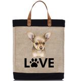 Chihuahua Love Dog Jute Canvas Tote Funny Farmer Market Bag Quote Jute Bag Shopping Bag Burlap Bag Dog Owner Gift - Aaria Tees Aaria Tees