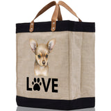 Chihuahua Love Dog Jute Canvas Tote Funny Farmer Market Bag Quote Jute Bag Shopping Bag Burlap Bag Dog Owner Gift - Aaria Tees Aaria Tees