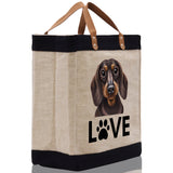 Dachshund Love Dog Jute Canvas Tote Funny Farmer Market Bag Quote Jute Bag Shopping Bag Burlap Bag Dog Owner Gift - Aaria Tees Aaria Tees