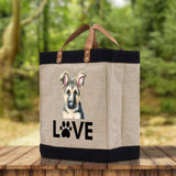 German Shepherd Love Dog Jute Canvas Tote Funny Farmer Market Bag Quote Jute Bag Shopping Bag Burlap Bag Dog Owner Gift - Aaria Tees Aaria Tees