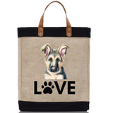 German Shepherd Love Dog Jute Canvas Tote Funny Farmer Market Bag Quote Jute Bag Shopping Bag Burlap Bag Dog Owner Gift - Aaria Tees Aaria Tees