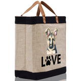 German Shepherd Love Dog Jute Canvas Tote Funny Farmer Market Bag Quote Jute Bag Shopping Bag Burlap Bag Dog Owner Gift - Aaria Tees Aaria Tees