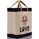 Poodle Love Dog Jute Canvas Tote Funny Farmer Market Bag Quote Jute Bag Shopping Bag Burlap Bag Dog Owner Gift - Aaria Tees Aaria Tees