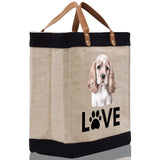 Spaniel Love Dog Jute Canvas Tote Funny Farmer Market Bag Quote Jute Bag Shopping Bag Burlap Bag Dog Owner Gift - Aaria Tees Aaria Tees