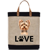Yorkshire Terrier Love Dog Jute Canvas Tote Funny Farmer Market Bag Quote Jute Bag Shopping Bag Burlap Bag Dog Owner Gift - Aaria Tees Aaria Tees