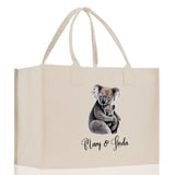 Koala Mom And Baby Name Custom Cotton Canvas Tote Bag Custom Pet Lover Gift Pet Portrait Bag Personalized Pet Owner Gift Tote Bag - Aaria Tees Aaria Tees