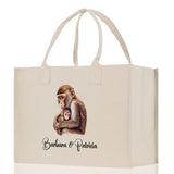 Monkey Mom And Baby Name Custom Cotton Canvas Tote Bag Custom Pet Lover Gift Pet Portrait Bag Personalized Pet Owner Gift Tote Bag - Aaria Tees Aaria Tees