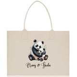 Panda Mom And Baby Name Custom Cotton Canvas Tote Bag Custom Pet Lover Gift Pet Portrait Bag Personalized Pet Owner Gift Tote Bag - Aaria Tees Aaria Tees