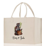 Raccoon Mom And Baby Name Custom Cotton Canvas Tote Bag Custom Pet Lover Gift Pet Portrait Bag Personalized Pet Owner Gift Tote Bag - Aaria Tees Aaria Tees