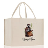 Raccoon Mom And Baby Name Custom Cotton Canvas Tote Bag Custom Pet Lover Gift Pet Portrait Bag Personalized Pet Owner Gift Tote Bag - Aaria Tees Aaria Tees