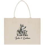Wolf Mom And Baby Name Custom Cotton Canvas Tote Bag Custom Pet Lover Gift Pet Portrait Bag Personalized Pet Owner Gift Tote Bag - Aaria Tees Aaria Tees