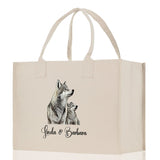 Wolf Mom And Baby Name Custom Cotton Canvas Tote Bag Custom Pet Lover Gift Pet Portrait Bag Personalized Pet Owner Gift Tote Bag - Aaria Tees Aaria Tees