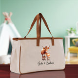 Cow Mom And Baby Name Custom Cotton Canvas Tote Bag Custom Pet Lover Gift Pet Portrait Bag Personalized Pet Owner Gift Tote Bag - Aaria Tees Aaria Tees