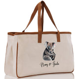Koala Mom And Baby Name Custom Cotton Canvas Tote Bag Custom Pet Lover Gift Pet Portrait Bag Personalized Pet Owner Gift Tote Bag - Aaria Tees Aaria Tees