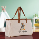 Tiger Mom And Baby Name Custom Cotton Canvas Tote Bag Custom Pet Lover Gift Pet Portrait Bag Personalized Pet Owner Gift Tote Bag - Aaria Tees Aaria Tees