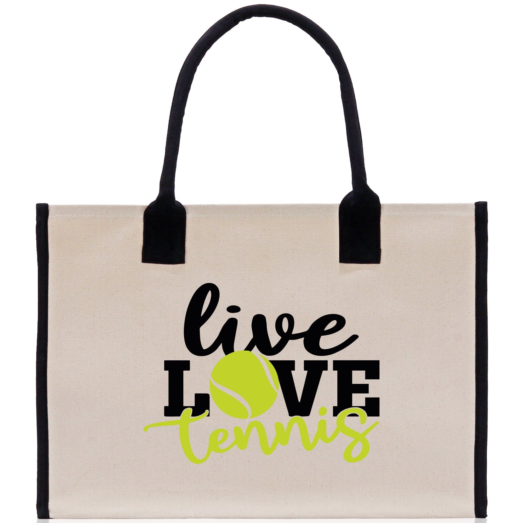 Live Love Tennis Cotton Canvas Tote Bag Gift for Tennis Lover Bag Tennis Coach Gift Bag - Aaria Tees Aaria Tees