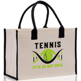 Tennis It's In My DNA Cotton Canvas Tote Bag Gift for Tennis Lover Bag Tennis Coach Gift Bag - Aaria Tees Aaria Tees