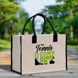 Tennis Life Cotton Canvas Tote Bag Gift for Tennis Lover Bag Tennis Coach Gift Bag - Aaria Tees Aaria Tees