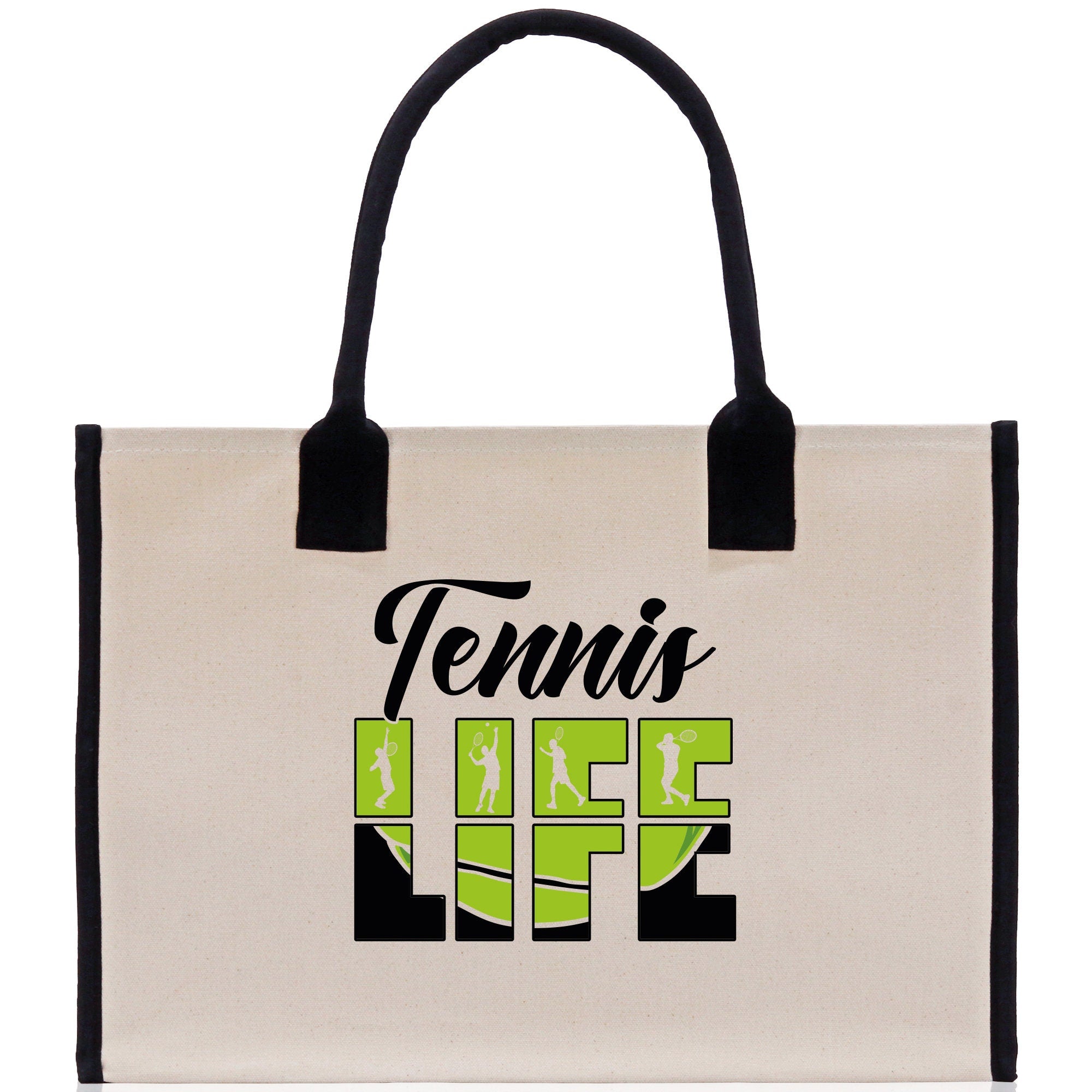 Tennis Life Cotton Canvas Tote Bag Gift for Tennis Lover Bag Tennis Coach Gift Bag - Aaria Tees Aaria Tees
