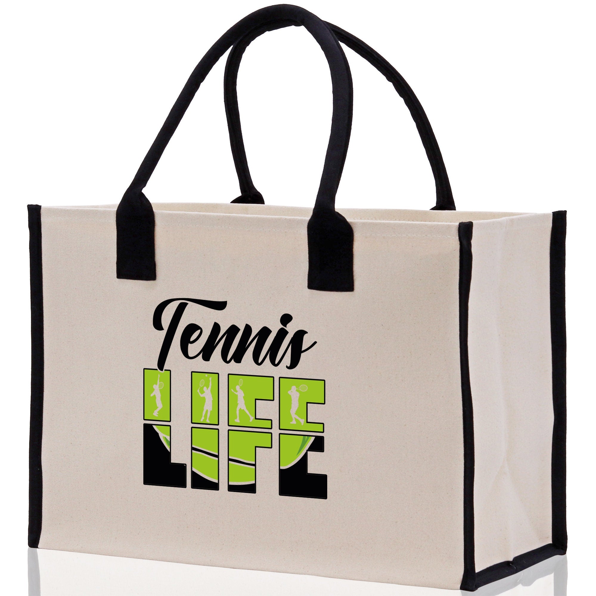 Tennis Life Cotton Canvas Tote Bag Gift for Tennis Lover Bag Tennis Coach Gift Bag - Aaria Tees Aaria Tees