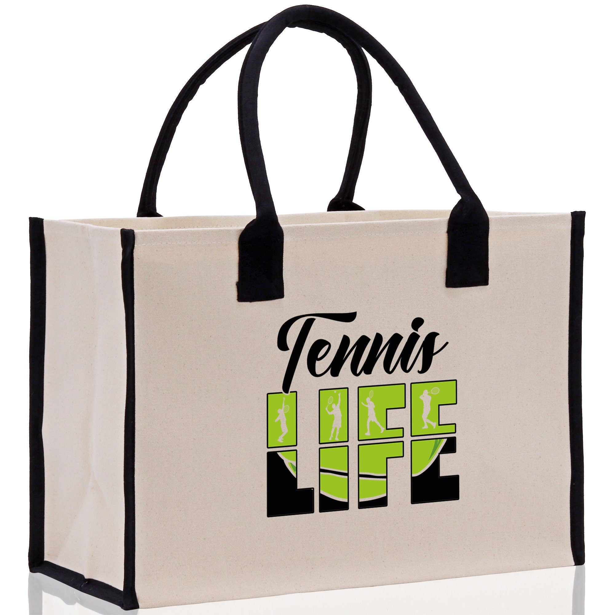 Tennis Life Cotton Canvas Tote Bag Gift for Tennis Lover Bag Tennis Coach Gift Bag - Aaria Tees Aaria Tees