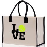 Love Tennis Cotton Canvas Tote Bag Gift for Tennis Lover Bag Tennis Coach Gift Bag - Aaria Tees Aaria Tees