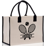 Tennis Personalization Cotton Canvas Tote Bag Gift for Tennis Lover Bag Tennis Coach Gift Bag - Aaria Tees Aaria Tees