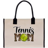 Tennis Mom Cotton Canvas Tote Bag Gift for Tennis Lover Bag Tennis Coach Gift Bag - Aaria Tees Aaria Tees